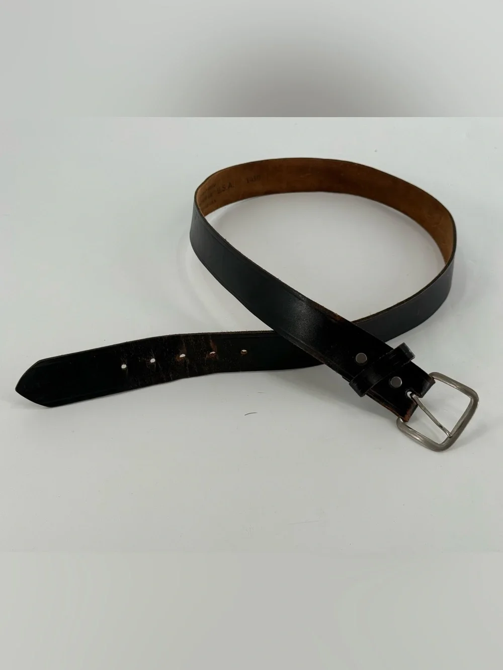 Vintage Workwear Casual Streetwear Black‎ Leather Belt 40